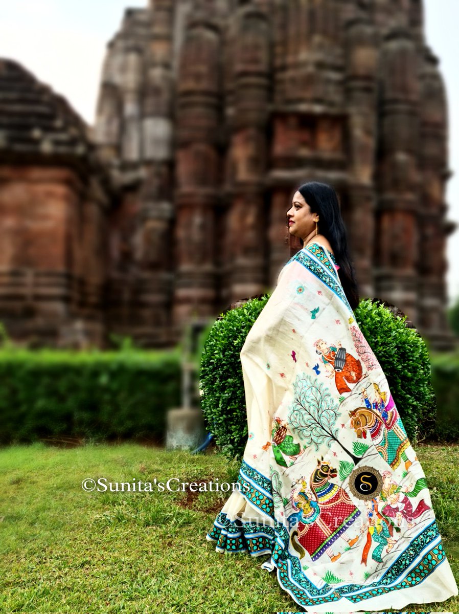 SPattachitra's tweet photo. #Pattachitrapainting on saree #ChaitiParba or #Tussar silk #saree
#ChaitiGhoda dance is a festival of fisherman tribes during this chaitra month. Celebration of 8 days dancing with dummy horses #handpaintedsaree
#designersarees #pattachitrasaree by #sunitascreations
#7008458388 https://t.co/S7CLgfcbwB