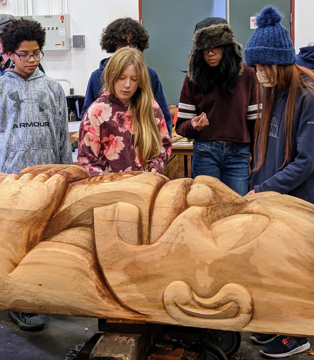 akartsed's tweet photo. Today's #artsedmonthak spotlight on #careers: @UASSitka has been partnering w/ Blatchley Middle School hosting trips for students to learn about Welding, Woodshop, &amp; Northwest Coast Arts. Students even visited a carving team creating a pole for the Kootéeya Deiyí w/ @SHInstitute https://t.co/BBlpcQk9rJ