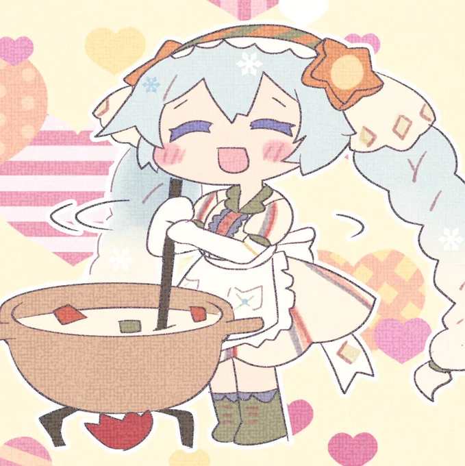 新しいアイコン。シチューをまぜまぜの雪ミクさん。 