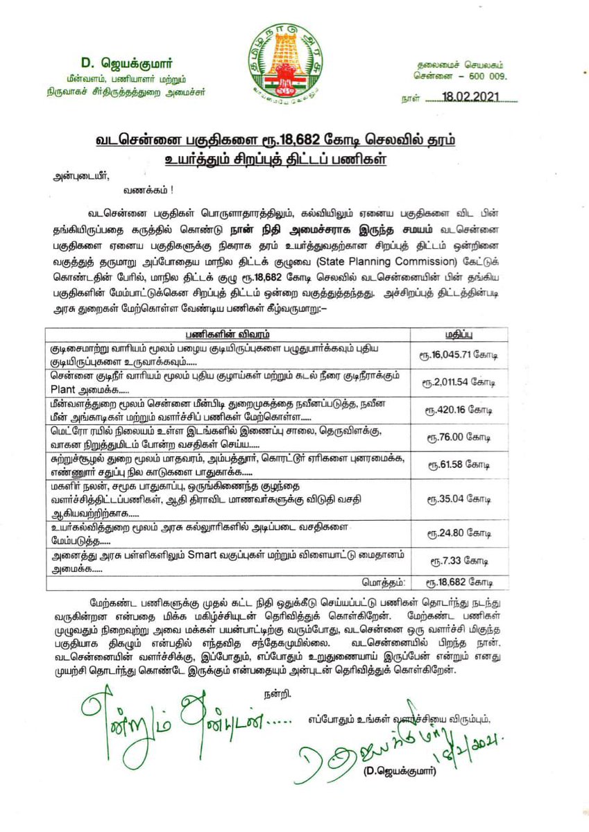 CTR_Nirmalkumar's tweet image. வடசென்னை மேம்பாட்டிற்கு @offiofDJ மூலம் ரூ.18682 கோடி ஒதுக்கி வேலையும் துவங்கி 2 வருஷம் ஆச்சு, இப்போது இந்த மங்குனி திமுக அரசு பட்ஜெட்டில் ஒதுக்கி இருக்கும் 1000 கோடி சேகர்பாபு வீட்டிற்கு வெள்ளை அடிக்கவா?

 @EPSTamilNadu