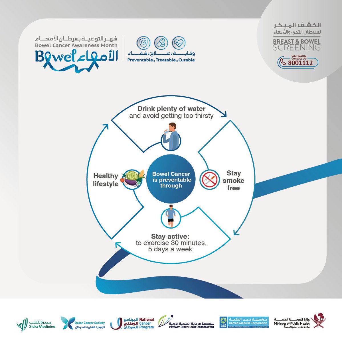 ScreenforLifeQA's tweet photo. سرطان الأمعاء قابل للوقاية
Bowel Cancer is preventable
#bowelcancerawarenessmonth #bowelcancer https://t.co/9idHJI459q