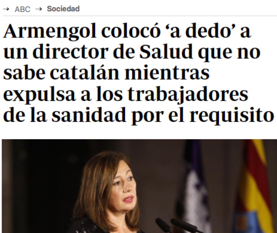 La ley del embudo socialista 📰 @abc_es: «Armengol colocó “a dedo” a un director de Salud que no sabe catalán mientras expulsa a los trabajadores de la sanidad por el requisito»