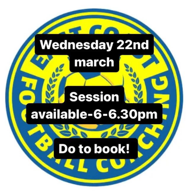 ECFC have a Session available this Wednesday….. anybody interested, get in touch….. #121coaching #football
