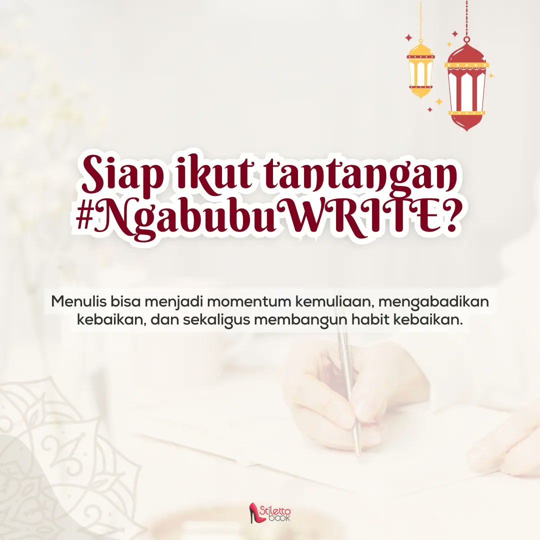 Stiletto_Book's tweet photo. Nah, biar feed Instagram kita lebih berwarna dan bermanfaat, kita share hal-hal kecil yang membuat kita happy, yuk! Penerbit Stiletto mau ngajak nulis bareng setiap hari selama bulan Ramadan. Stiletto Book akan share temanya setiap pagi, ya 😉 https://t.co/m8a8l2xGxP