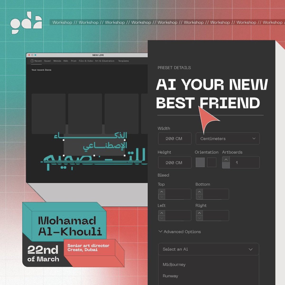 remoozofficial's tweet photo. If you're in #Cairo this week, join the Graphic Design Association at the The American University in Cairo and explore your new #AI friends.

Get your ticket here: https://t.co/x5SbceiEvE

#gda #auc #artificialintelligence #design #generativeart #technology #innovation https://t.co/OAPLeXVDs0