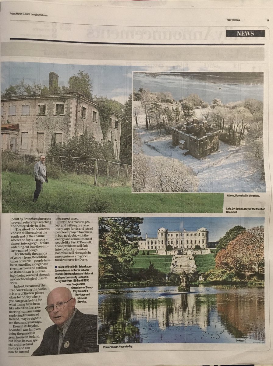A good read in last Friday's Derry Journal by Brian Lacey on Boomhall - 'A major cultural resource for the most beautiful city in Ireland.'