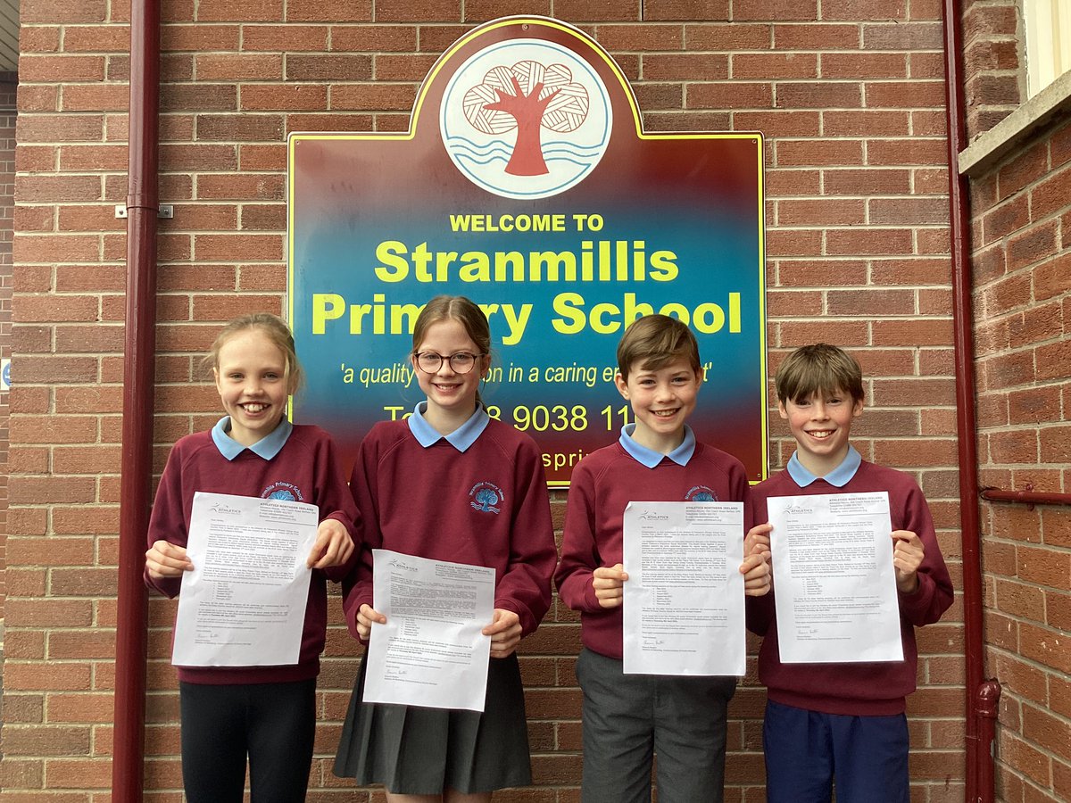 StranmillisPS's tweet photo. Congratulations to the four pupils from Stranmillis PS who were selected to be part of the Athletics NI Flahavan’s Endurance Squad 2023/24. They achieved this accolade by finishing in the top 20 in the NI final. Well done! ⭐️⭐️⭐️@FlahavansIRL @AthleticsNI @MaryPetersTrust https://t.co/8x3cmf19Ka