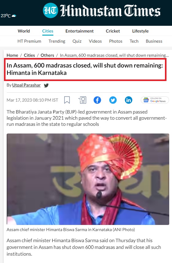 Abdulla_Alamadi's tweet photo. In search of electoral votes, hate is being spread in India. Assam governor proud of closing 600 schools or madrasa for Muslims, and promises to close more! 

Madrasas have been unfairly linked to terrorism, which is an accusation that is not supported by the facts. https://t.co/Mu9Q5mcTQN