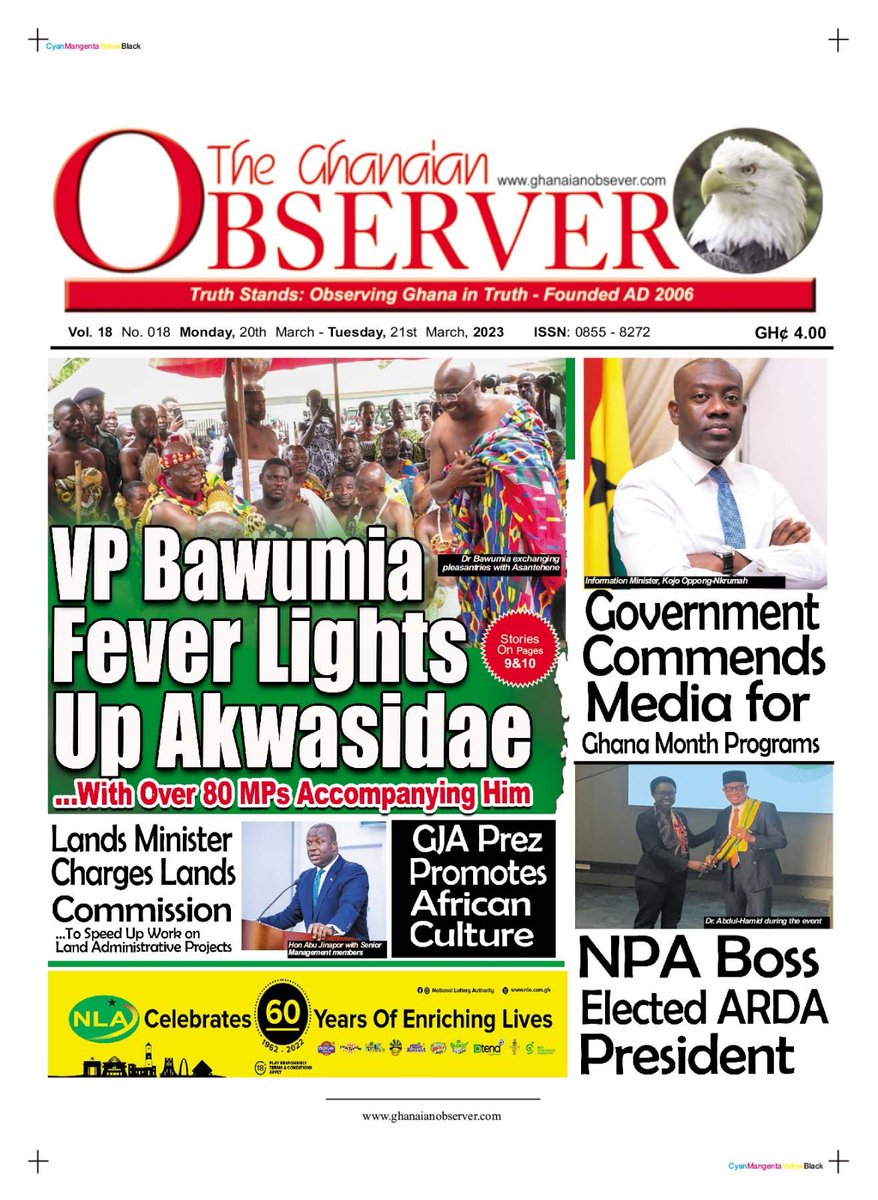 ComCelebrations's tweet photo. "VP BAWUMIA FEVER LIGHTS UP AKWASIDAE" - The Daily Searchlight Newspaper is now up for sale on https://t.co/zFfxeEDvfw and Ghananewsstand Facebook Shop. Read all the Ghanaian and African Newspapers on https://t.co/zFfxeEDvfw and Ghananewsstand Facebook Shop.🇬🇭🔥🗞️📊🗞️🔥 https://t.co/Ii6DCQwmo1