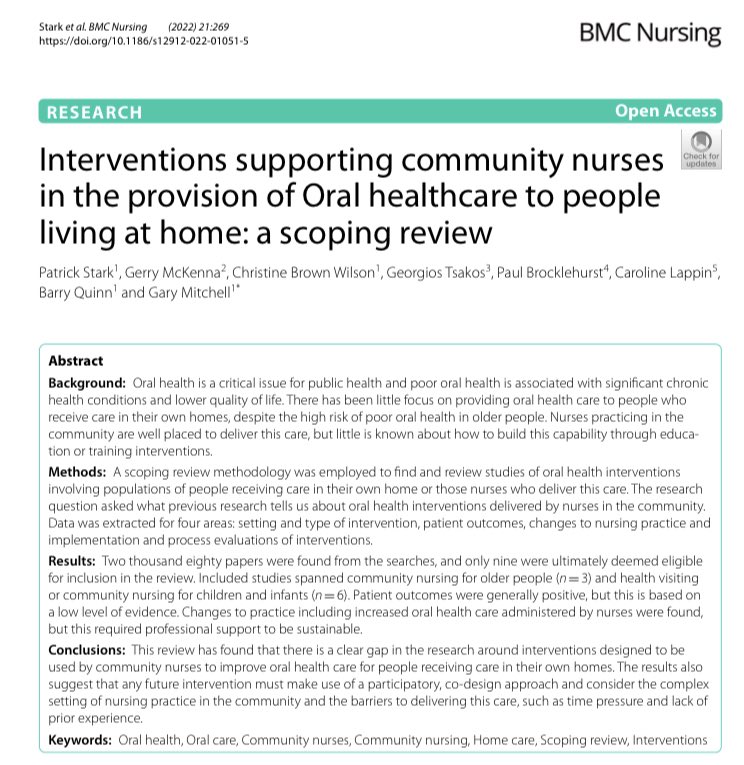 Today is #WorldOralHealthDay! A good day to reflect on the role #nurses can play in #oralhealth despite the current gap in research 🦷🪥😀See our #scopingreview linked below @CarolineLappin @GerryMcKenna_ @crbrownwilson @GaryMitchellRN @QUBSONM