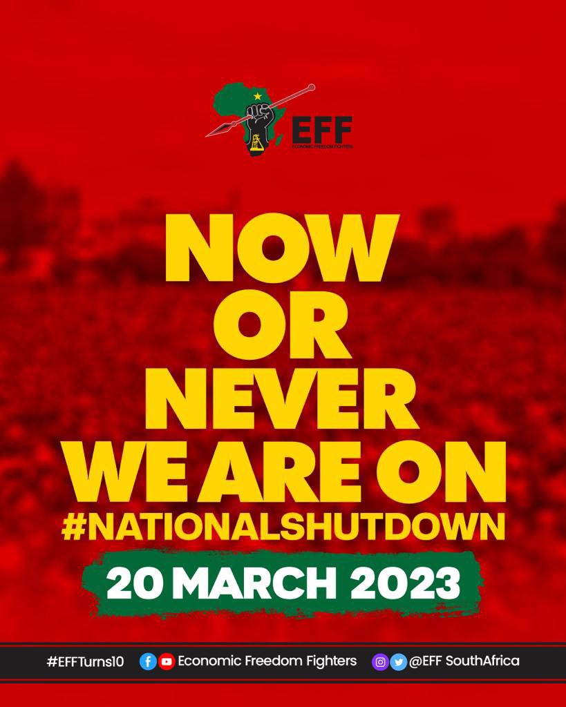 Julius_S_Malema's tweet image. Thank you very much the people of South Africa and @EFFSouthAfrica ground forces for a peaceful yet vibrant #EFFNationalShutdown. It's just the beginning; now, let's go out and join the picket lines. They said it was a normal day, but you could see who the deceivers were. You…