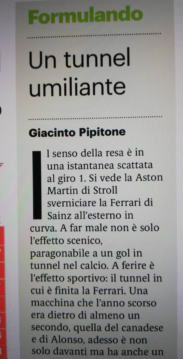 La realtà è sempre più dura delle interviste rilasciate a motori spenti. La crisi #ferrari e i sogni che si spengono all'alba
Sul Giornale di Sicilia c'è #FORMULANDO