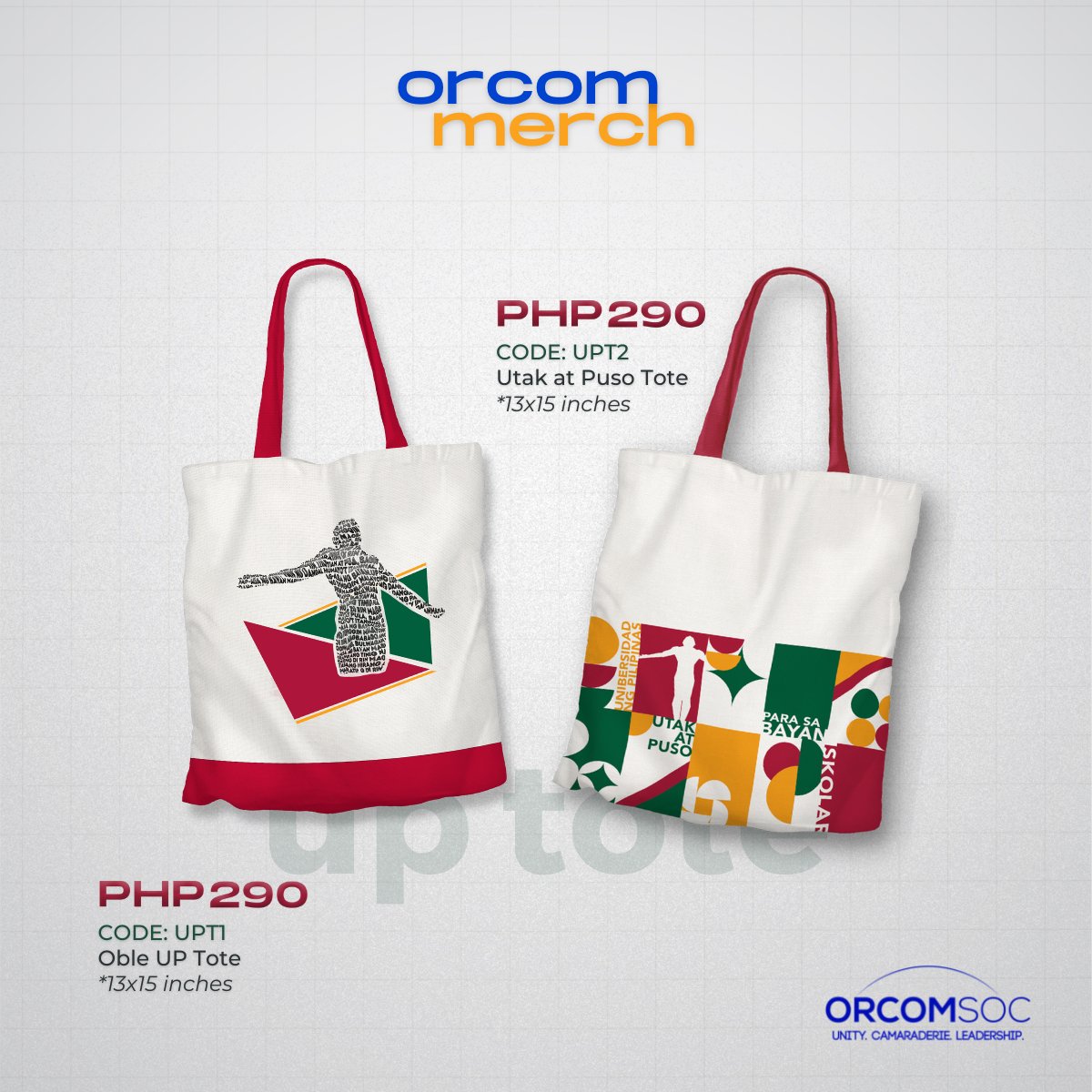 orcomsoc's tweet photo. Introducing the OrCom and UP-inspired ๐น๐ฎ๐ป๐๐ฎ๐ฟ๐ฑ๐ ๐ฎ๐ป๐ฑ ๐๐ผ๐๐ฒ ๐ฏ๐ฎ๐ด๐ from #OrComMerch2023.
Showing off your school and org spirit has never been more fashionable!
๐ Get yours now through this form: https://t.co/xe3lJxpF3a https://t.co/PcrFWZEpNi