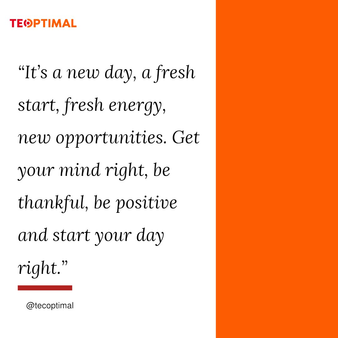 tecoptimal's tweet photo. It's a fresh start. Go be the best version of yourself . Happy New Week!!
#explore #tecoptimal #newweek #bepositive #Twitter https://t.co/5OaSTb5WDq