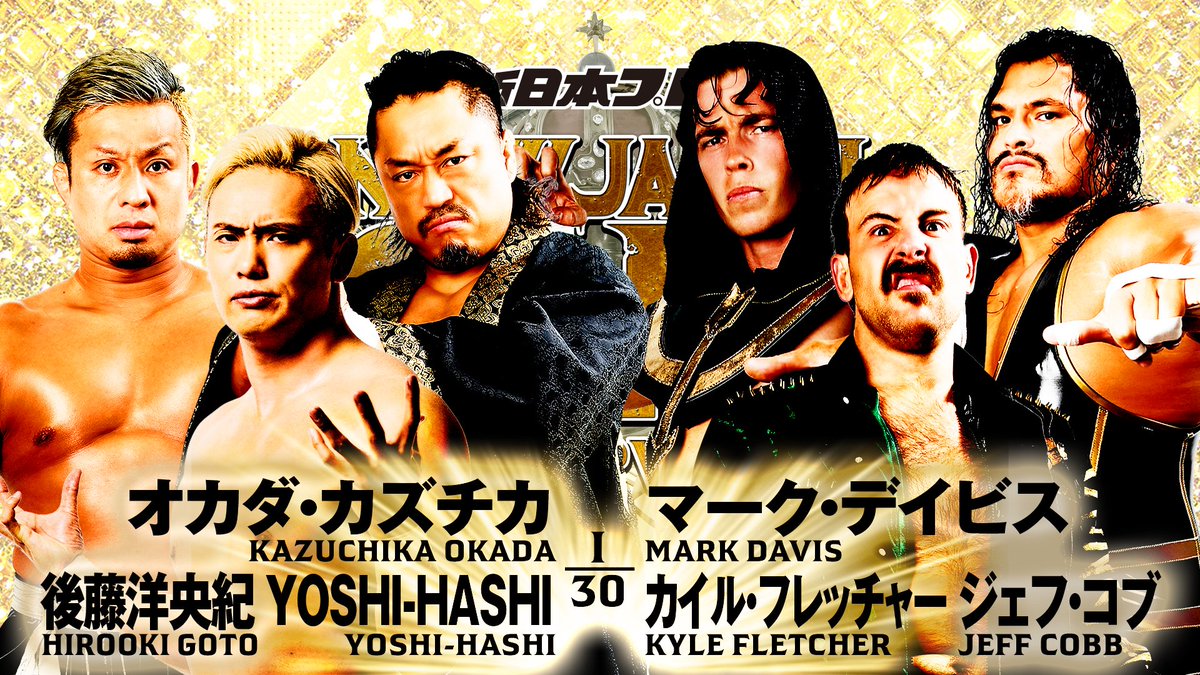 njpwglobal's tweet photo. HOURS TO #njcup Final: 3️⃣

IWGP World Heavyweight Champion Kazuchika Okada in six man action-but Aussie Open might be stealing headlines when they meet Bishamon!

LIVE in English on @njpwworld!

https://t.co/DjlhlGaB4h

#njpw #njcup https://t.co/XaUQfmAxE0