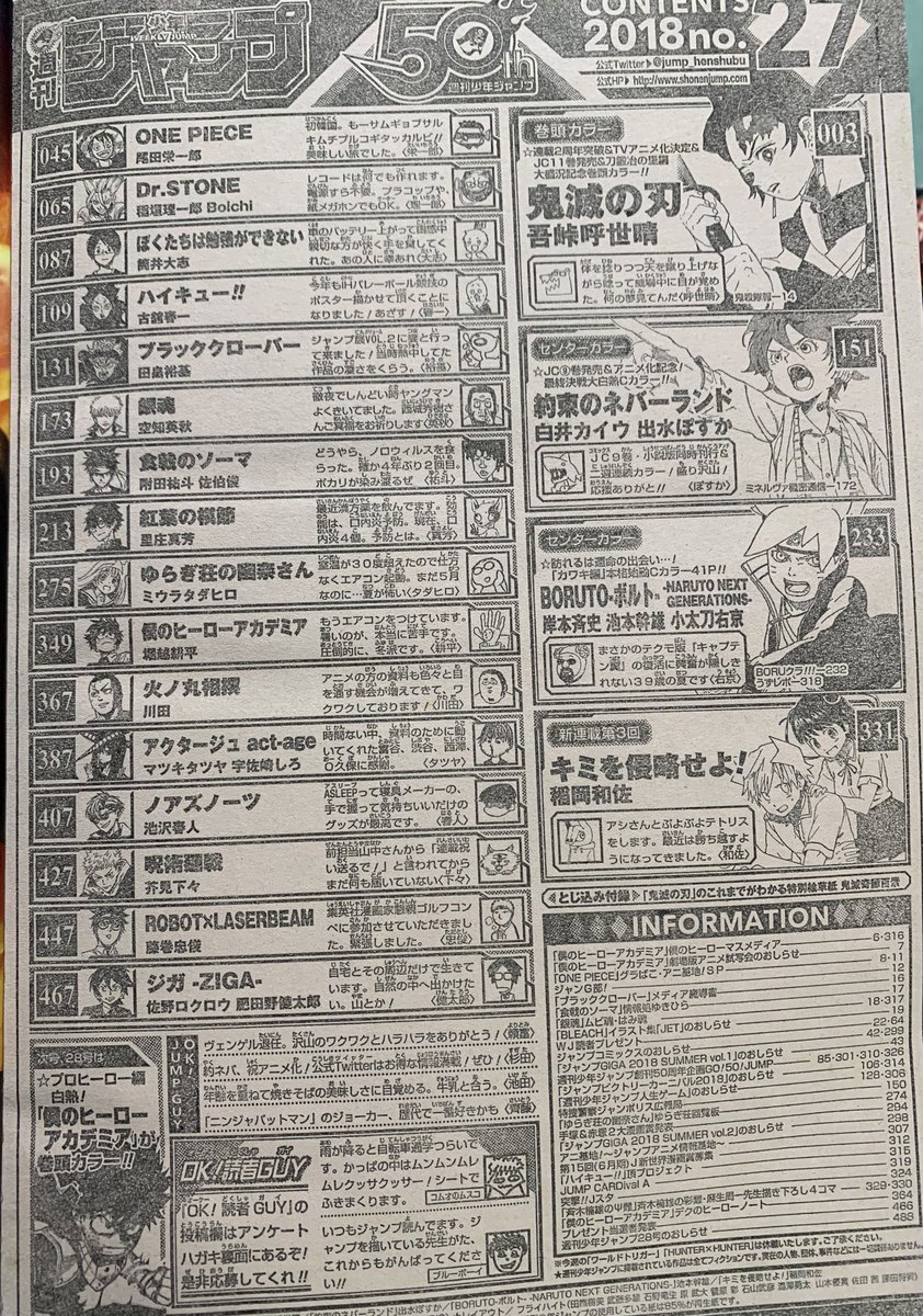 部屋整理してたら鬼滅アニメ化決定の時の紙本誌出てきてほっこり
アニメ化にテンション上がりすぎて電子派なのに買ってしまったやつ
巻末見たらいろいろと懐かしくて泣いた 