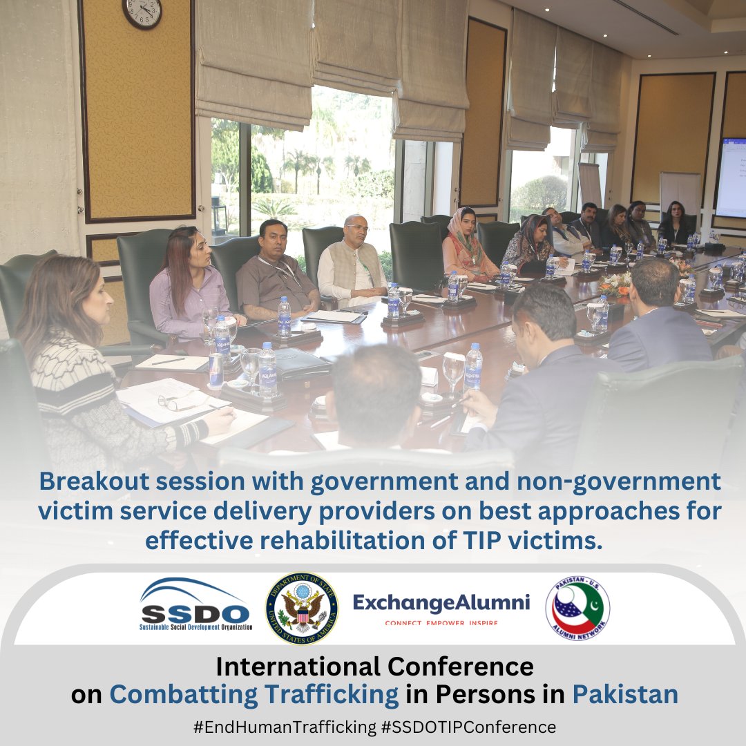 SSDOPakistan's tweet photo. At #SSDOTIPConference, breakout session 4/5 was with government & non-government victim service delivery providers on the rehabilitation of #HumanTrafficking victims in #Pakistan.
@usembislamabad @PakUSAlumni @JTIP_State @StateINL #EndHumanTrafficking https://t.co/NyjsMlH0Pe