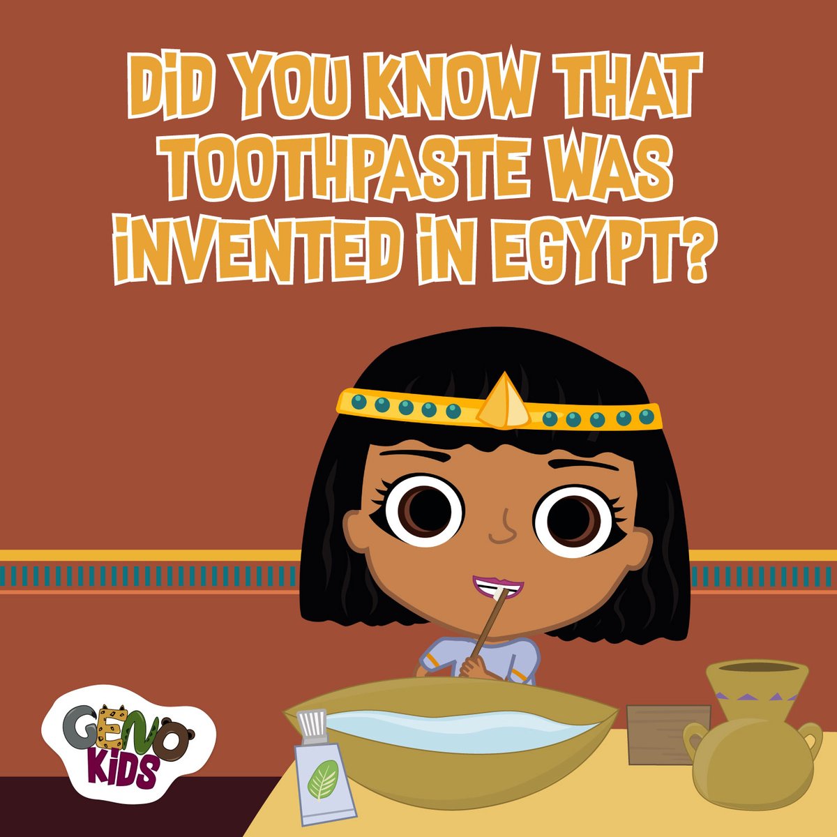 Geno_Kids's tweet photo. >Happy International Oral Health Day! 🦷> Did you know that toothpaste was invented in ancient Egypt over 5,000 years ago? 

Brushing your teeth twice a day helps keep your teeth strong and healthy, so let's get brushing! 😁

#InternationalOralHealthDay #BrushYourTeeth #funfacts https://t.co/7i6dv0T0uh