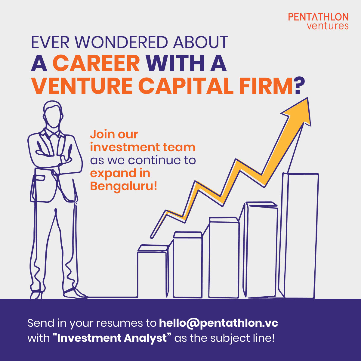 pentathlon_vc's tweet photo. Ready for an exciting career in venture capital? We're expanding our investment team in Bengaluru, and we're looking for a talented and passionate individual to join us.

Send in your resumes to hello@pentathlon.vc with the subject line #InvestmentAnalyst.

#NowHiring #DNAofScale https://t.co/6FybPkQPxC