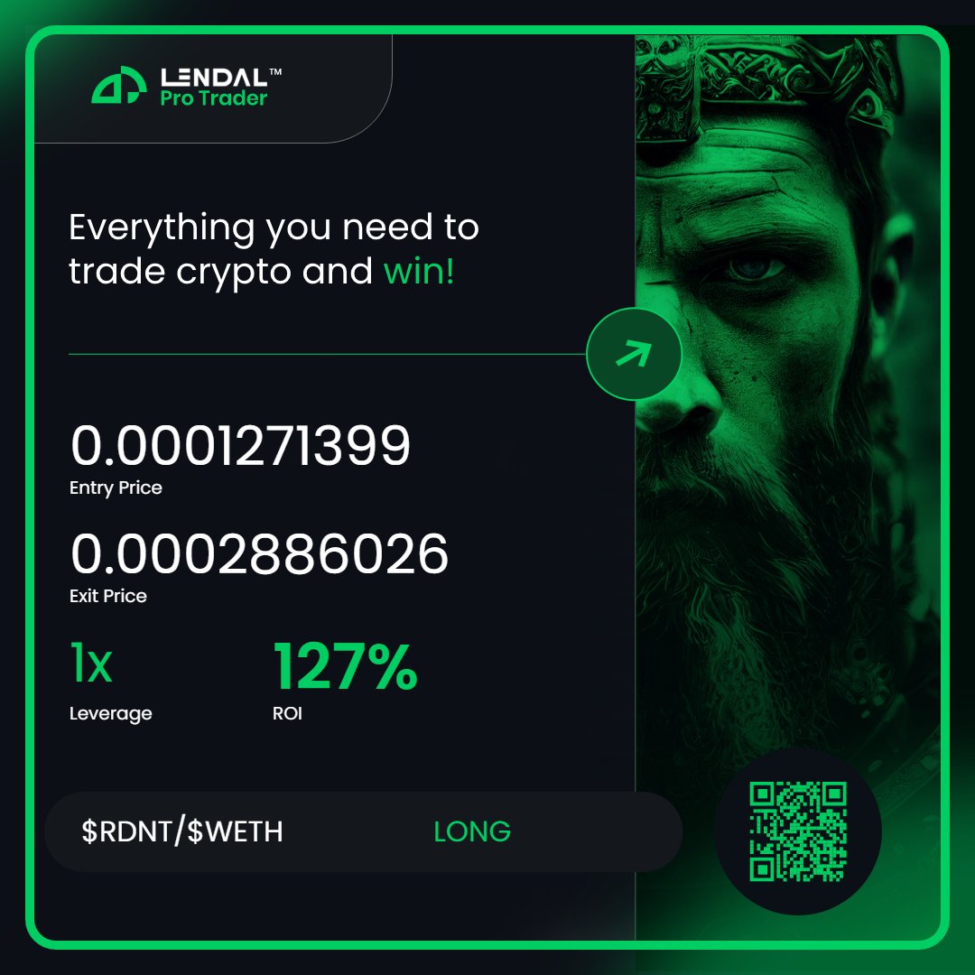 HAPPY MONDAY!!! Trimmed 50% of this banger thanks to <a href="/docmundi/">Doc. Mundi</a> letting the rest ride! Who doesn't love FREE ETH when pumping?? <a href="/LendalPro/">LΞNDAL Pro Trader</a> $RDNT/$WETH with an ROI of 127%. What are you trading with? #WinWithLendal