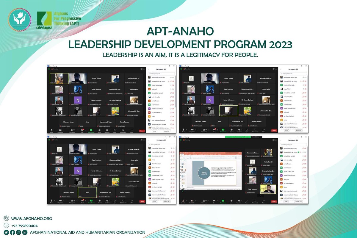 anaho100's tweet photo. On 1st Feb 2023, ANAHO successfully conducted the orientation session of the leadership development program.This program will help the participants to unlock their potential and build their capacity to spark more success and be the future leaders of Afghanistan.
#apt #leadership https://t.co/jA9CfoizHp