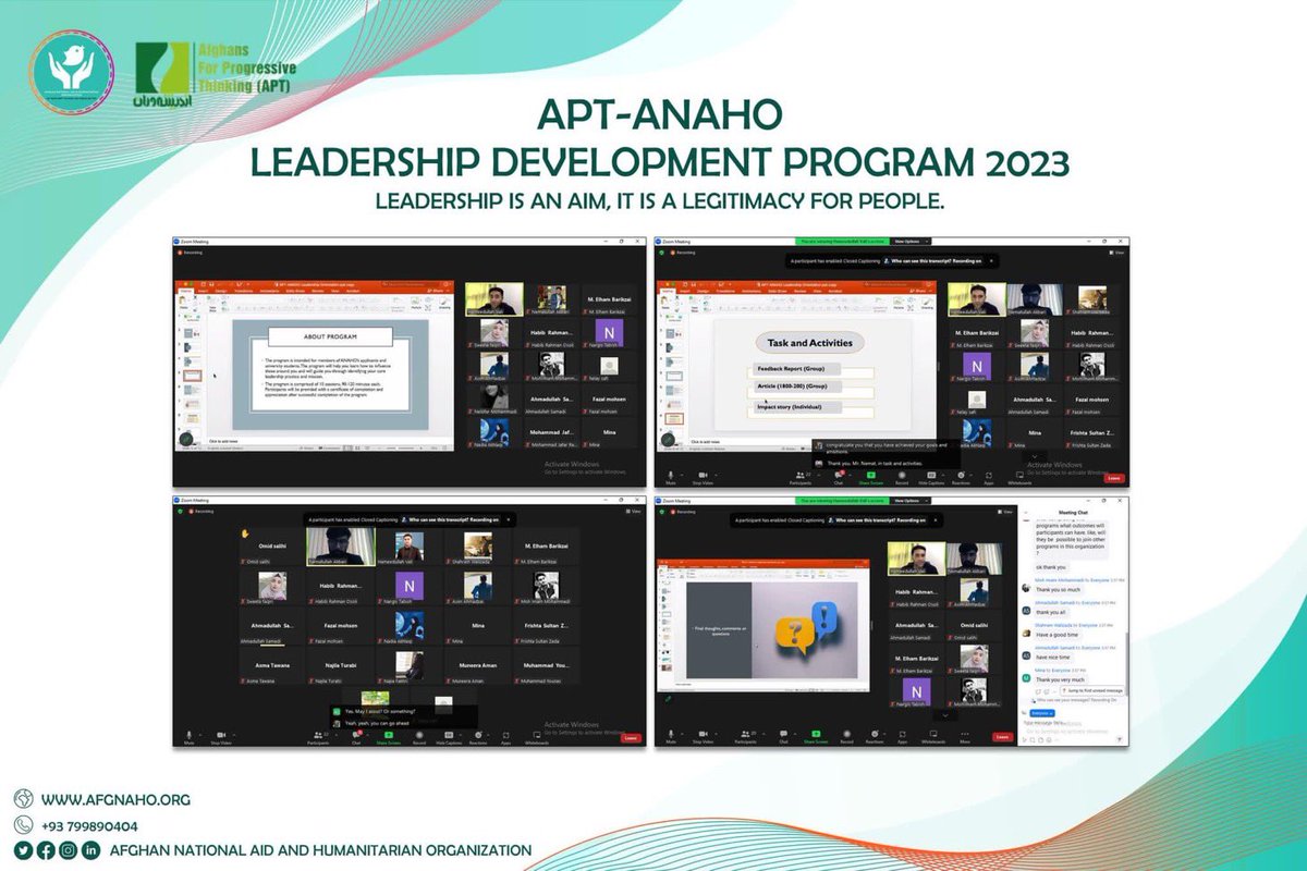 anaho100's tweet photo. On 1st Feb 2023, ANAHO successfully conducted the orientation session of the leadership development program.This program will help the participants to unlock their potential and build their capacity to spark more success and be the future leaders of Afghanistan.
#apt #leadership https://t.co/jA9CfoizHp