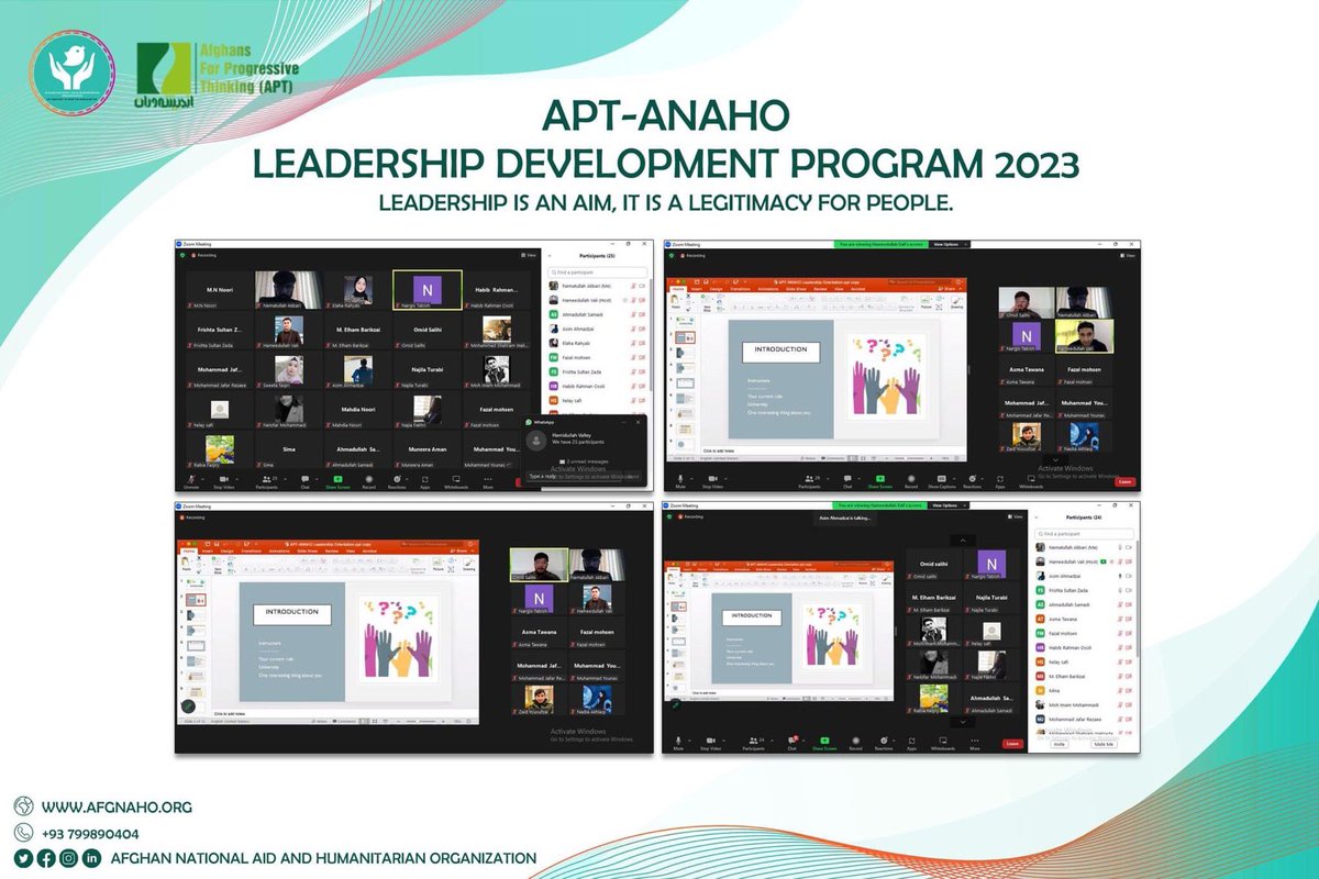 anaho100's tweet photo. On 1st Feb 2023, ANAHO successfully conducted the orientation session of the leadership development program.This program will help the participants to unlock their potential and build their capacity to spark more success and be the future leaders of Afghanistan.
#apt #leadership https://t.co/jA9CfoizHp
