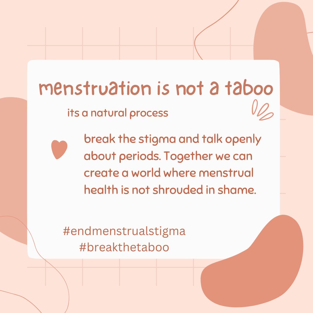 Break the silence and smash the stigma! 
Its time to normalize this natural bodily process and create a world where every menstruator can manage their periods with dignity and respect! 
#menstruationmatters #BreakTheTaboo #SmashTheStigma #PeriodPositivity