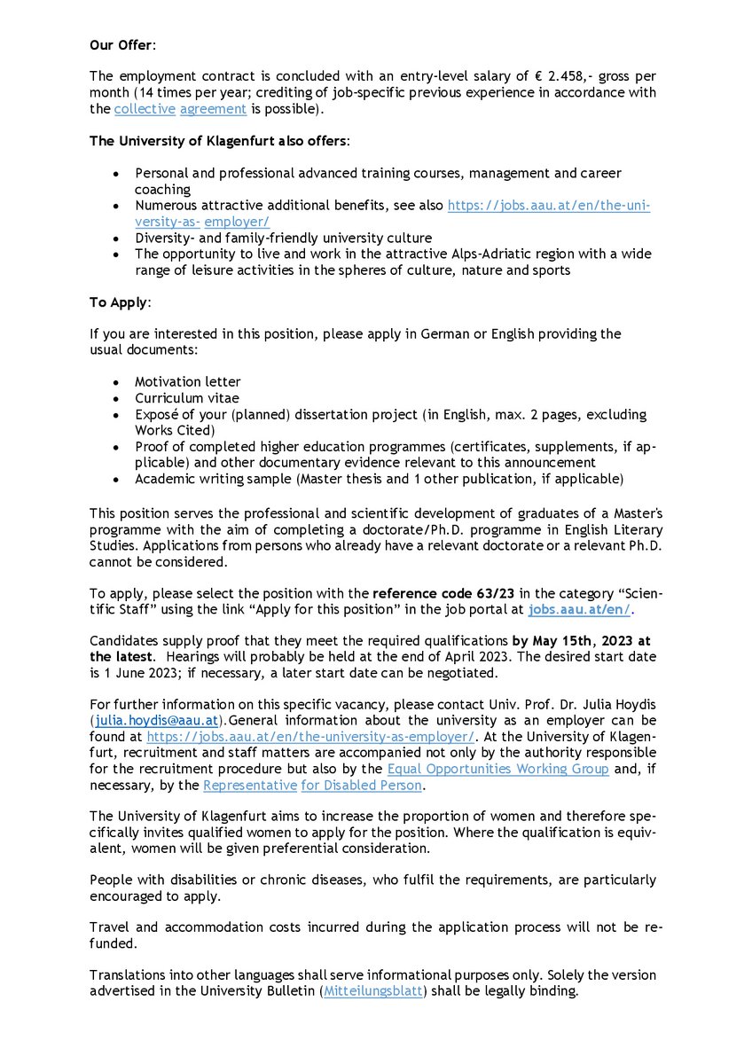 GKS_CanStudies's tweet photo. Call for applications - Predoc in English and American Studies at Klagenfurt University
⏰Deadline: April 19, 2023 https://t.co/rOjRBSafnp