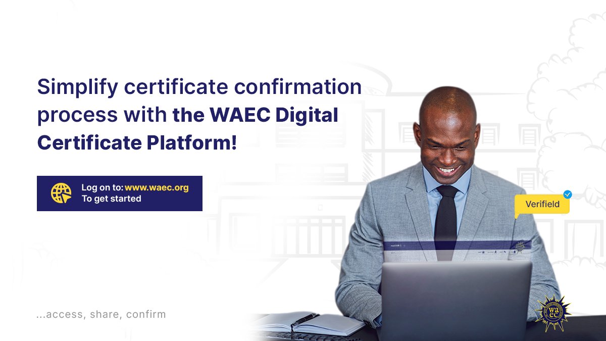 waecdigitalcert's tweet photo. Easily access candidates’ WAEC certificate and confirm multiple certificates at once. It’s that easy! Log on to https://t.co/guVVCraw6F to get started! https://t.co/7phw2nM3nz