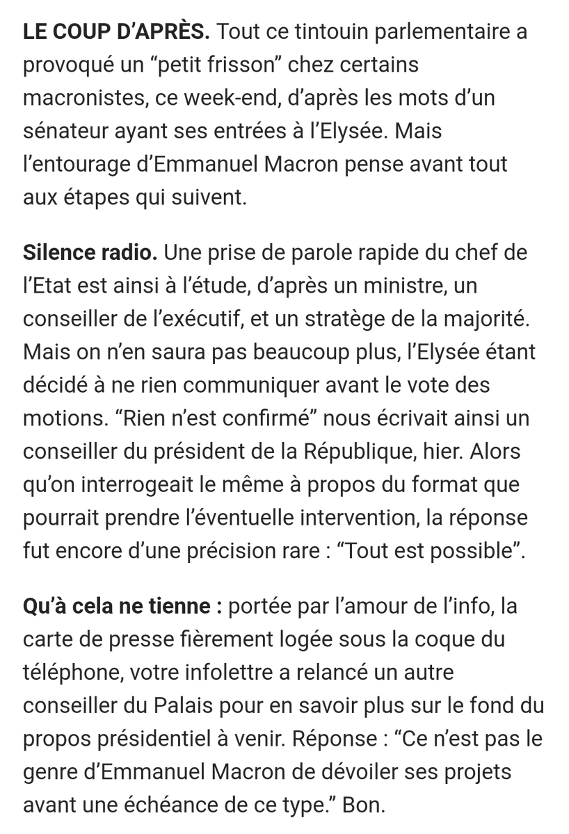 ebertholomey's tweet photo. Pour toi lecteur, @AnthLattier a vraiment tout, tout, tout donné pour savoir quand E. Macron va parler et ce qu'il va dire. A lire (avec le sourire 🤭) dans #Playbook ce matin #laplume #laplaie #fail https://t.co/nlgtjaYBwV