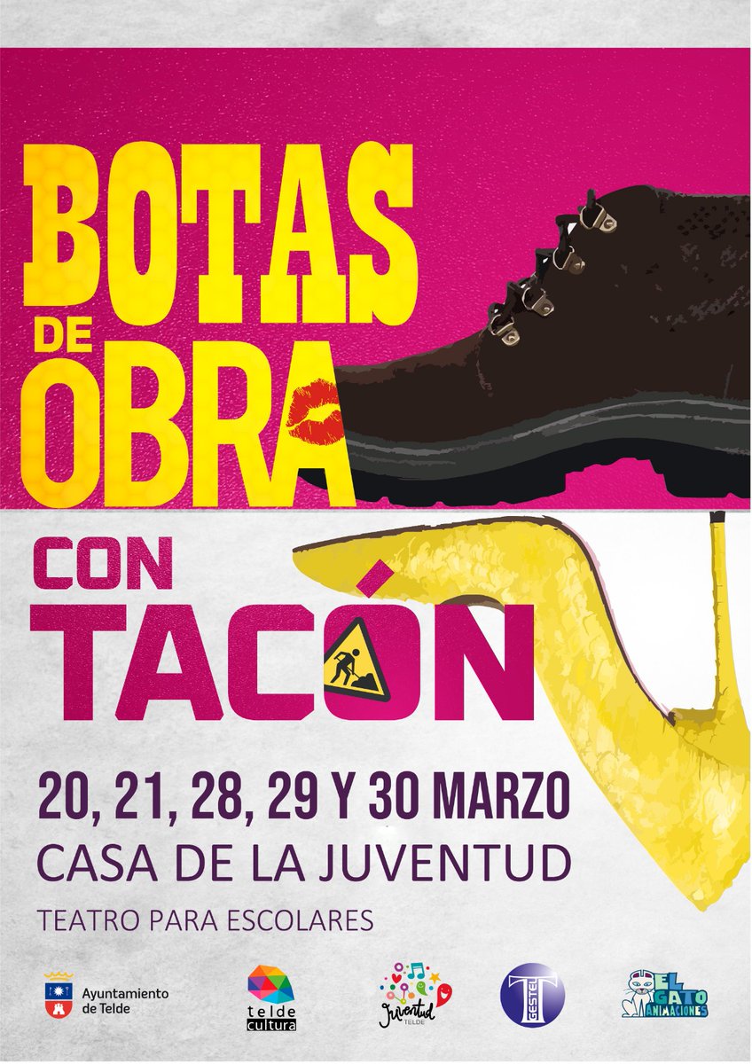 TeldeCultura's tweet photo. 🥾🅱🅾🆃🅰🆂  🅳🅴  🅾🅱🆁🅰  🅲🅾🅽   🆃🅰🅲ó🅽 👠

🎭Teatro juvenil para escolares

📅 Días 20, 21, 28, 29 y 30 de marzo de 2023

📍 Casa de la Juventud

#teldecultura
#Gestel
#juentud https://t.co/rI58ytP1UI