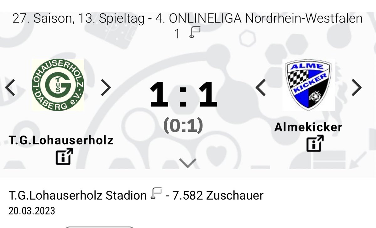 almekicker's tweet photo. Wir nehmen einen Punkt mit aus Lohauserholz und können sehr gut damit leben. Seit 5 Ligaspielen nun ungeschlagen. #onlineliga #almekicker #klassenerhalt https://t.co/RDpeCiZSQa