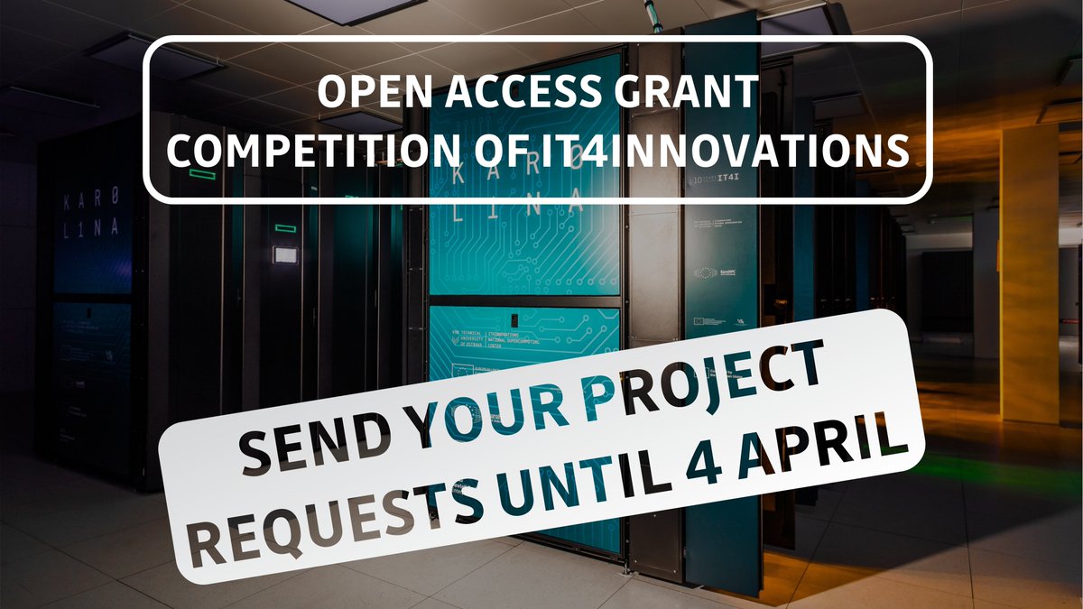 IT4Innovations's tweet image. Two more weeks to apply for #computationalresources within our #OpenAccess #GrantCompetition.
Apply until 4 April👉it4i.cz/en/for-users/o…
#HPC #CzechHPC #CzechScience