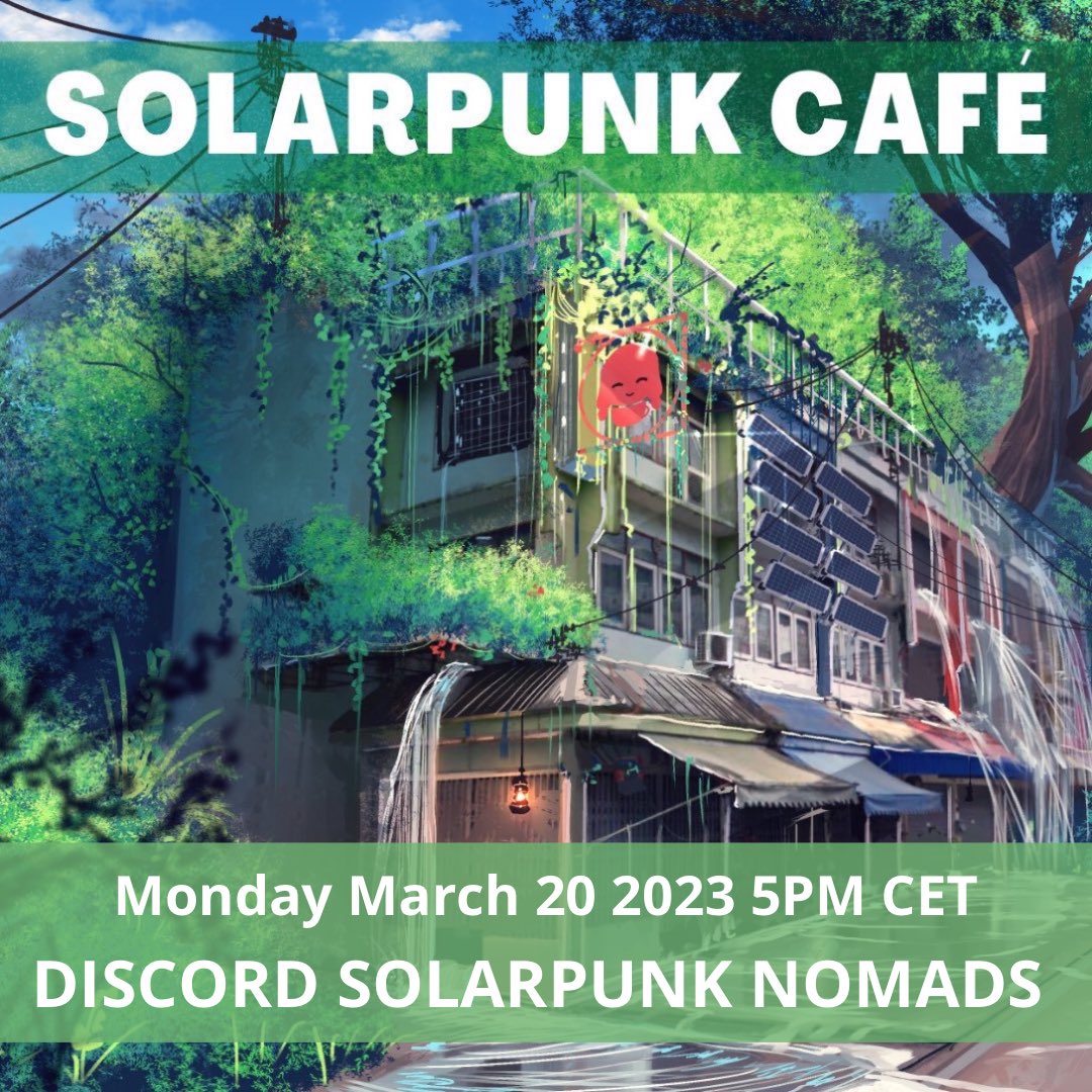 Earthbasedsoul's tweet photo. Today is Monday and it is time for our usual #Solapunk café!
Join us on the Solarpunk Nomads discord and let’s chat ❤️🌎
https://t.co/ATbDbnnRpE https://t.co/jhTW1ftKFg