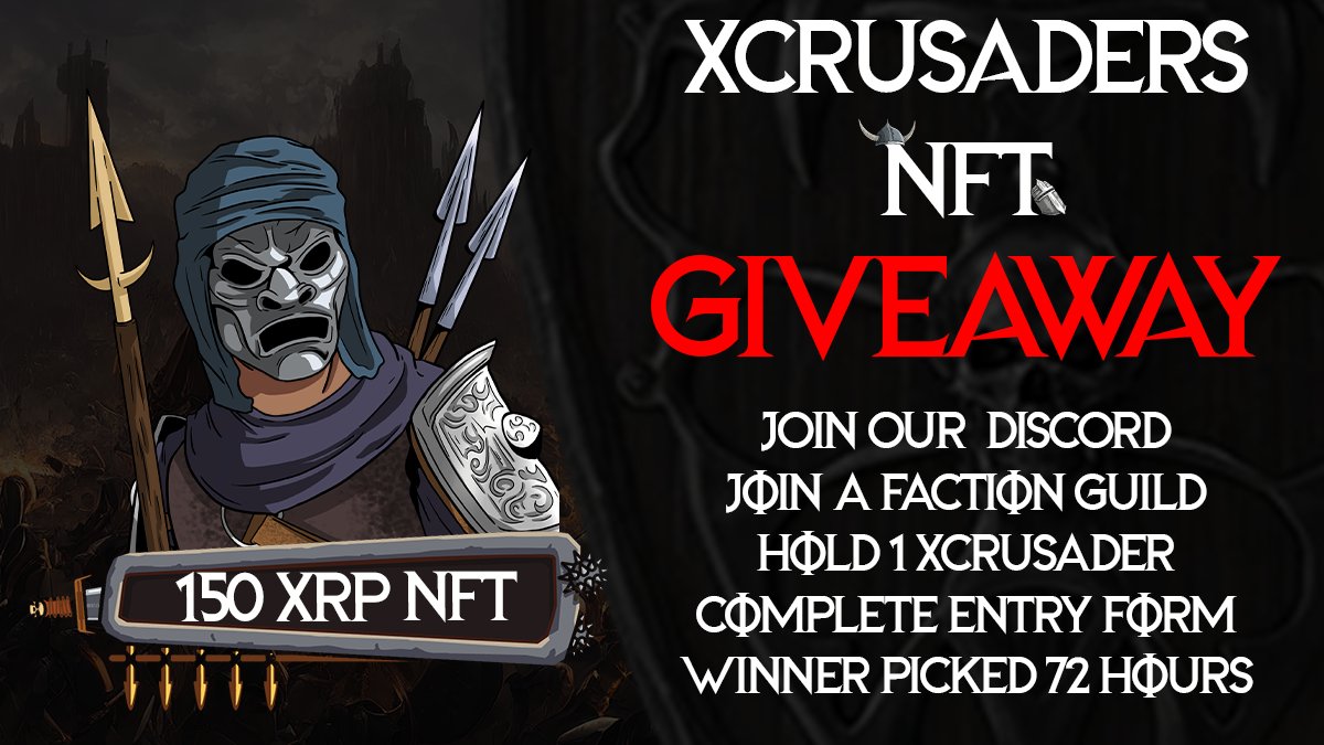 🎉It's #NFTGiveaway Time🎉

❤️‍🔥Win 1 #NFT Worth 150XRP❤️‍🔥

✅Complete All Tasks In Post Image
✅Retweet &amp; ❤️ Post
📢NFT Picked At Random
📢One Entry Per Person

Discord Link discord.com/invite/KKrtXWq9

⏰Winner Picked 72 Hours. NFT To Be Sent Via <a href="/xrpcafe/">xrp.cafe ☕</a> ⏰ 

#XCrusaders #XRPL #P2E
