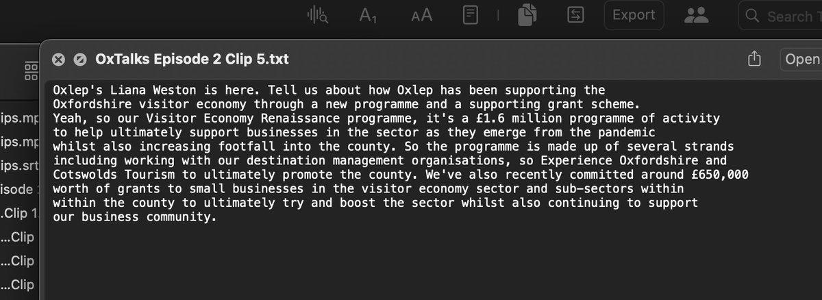 mattejones's tweet photo. @jordibruin Loving MacWhisper, thank you Jordi! One request - would it be possible to add an export option that includes the speaker name and starting timestamp for text in paragraphs? Also, I've spotted a bug where when exporting text with paragraphs the speaker names are removed https://t.co/KGD9HjtkSi