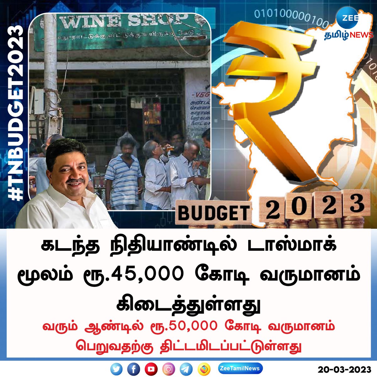 Zee Tamil News on Twitter: "#TNBudget2023 | டாஸ்மாக் வருமானம் ரூ.45,000 கோடி  #BUDGET | #TNBudget2023 | #Tasmac | #PTRPalanivelThiagarajan | #MKStalin |  #BudgetwithPT | #Thanjavur | #Chola | #PTR | #ZeeTamilNews Android Link: