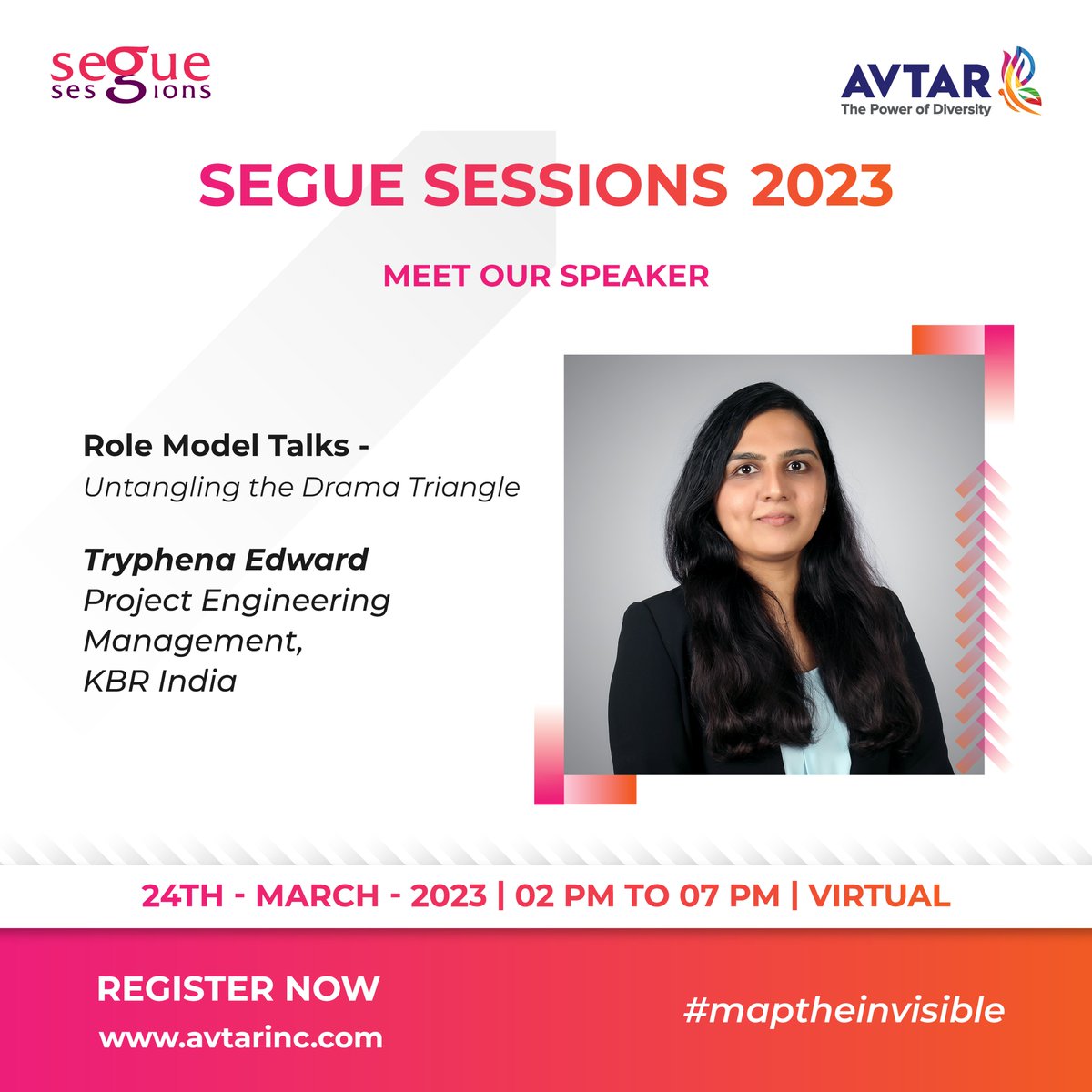 avtarcc's tweet photo. We are thrilled to welcome Tryphena Edward, Project Engineering Management, @KBRincorporated , as a speaker for Segue Sessions 2023, a one-of-a-kind conference that aims to #MapTheInvisible for women professionals to grow and advance in their careers. https://t.co/Kqvfc9CZRA