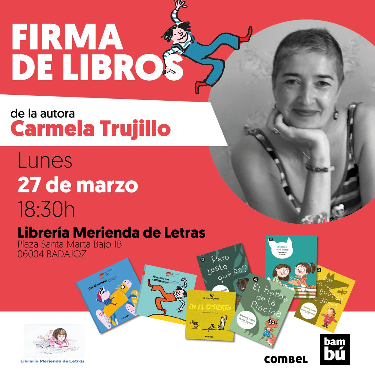 jaguzmanamador's tweet photo. 📢¡ACONTECIMIENTO!📢

📚Mis amigas, la autora CARMELA TRUJILLO  y SOLEDAD PORTERO de Librería MERIENDA DE LETRAS se alían para un gran evento de Literatura Infantil con el respaldo de #EDITORIALCOMBEL  y #EDITORIALBAMBÚ, Grupo @EDITORIALCASALS

¡¡NO OS LO PERDÁIS!! https://t.co/MlfZpT7zEr
