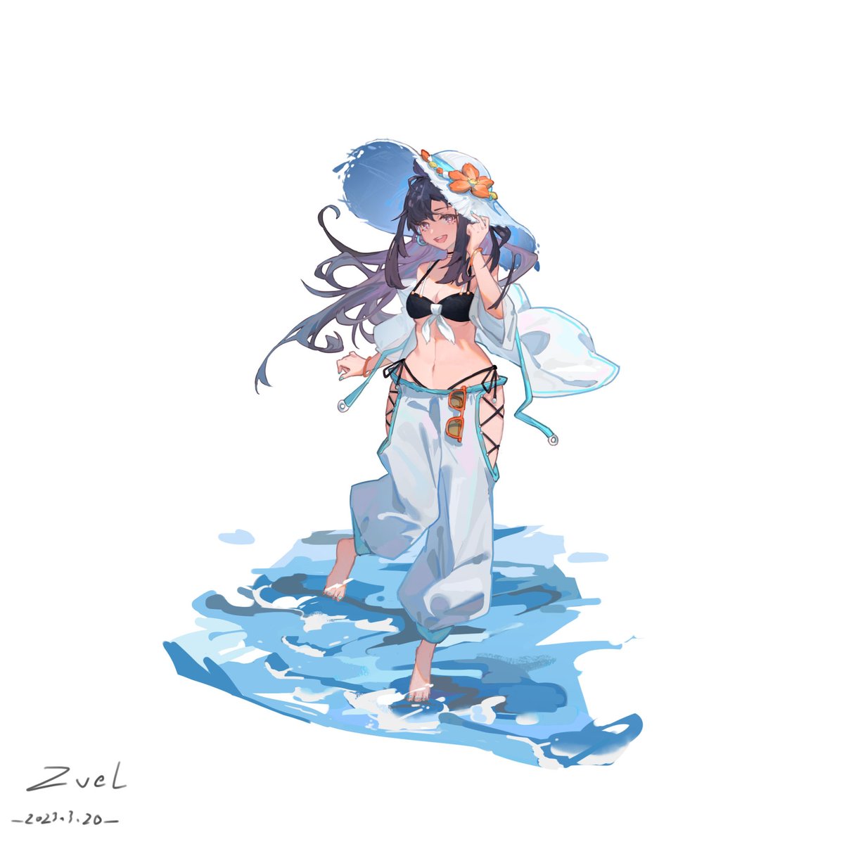 Zvel20's tweet photo. 画了个有点夏日感觉的图 https://t.co/3HffMPTkgH