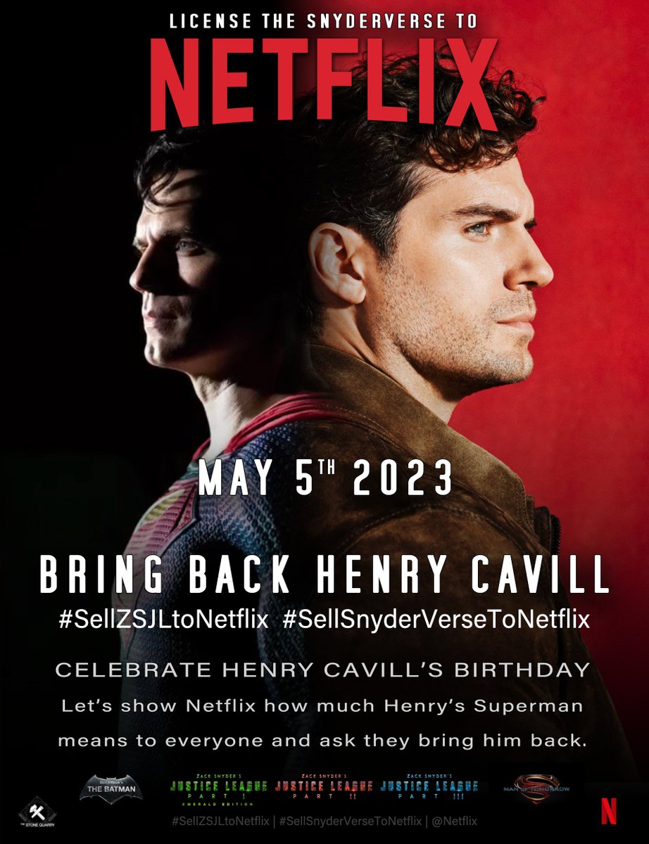 SnyderQueen_'s tweet photo. MAY 5. BRING BACK HENRY CAVILL

Now is not the time to give up.
Now is the time to have hope.
#SellZSJLtoNetflix @Netflix 
#SellSnyderVerseToNetflix https://t.co/BaLrQBB9oB