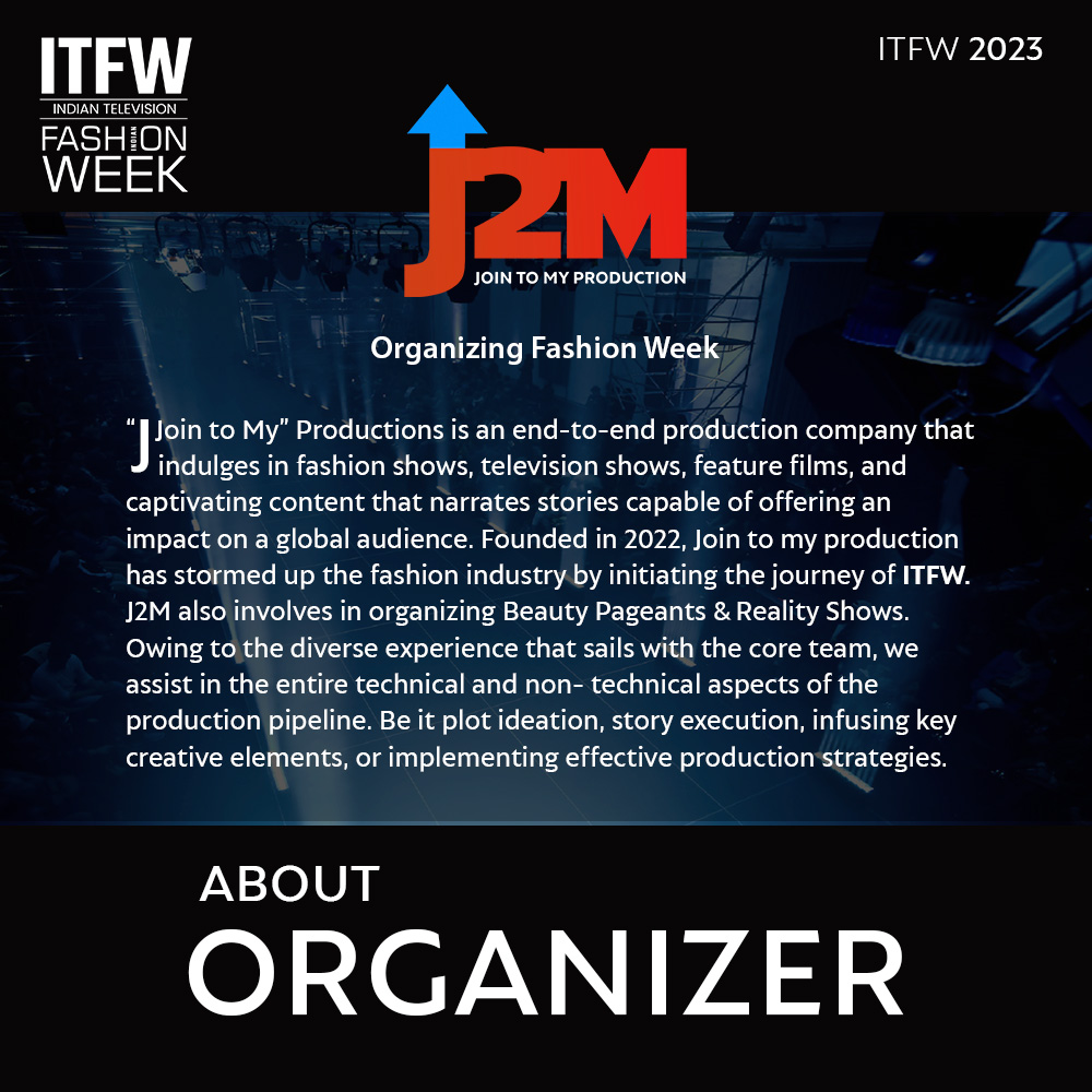 J2M Productions is the organizer of Indian Television Fashion Week. Founded in 2022, J2M is highly involved in organizing multiple fashion shows, television shows and feature films.

#itfw #itfw2023 #indiantelevisionfashionweek  #indianfashion #quantnex #model  #fashionexpert