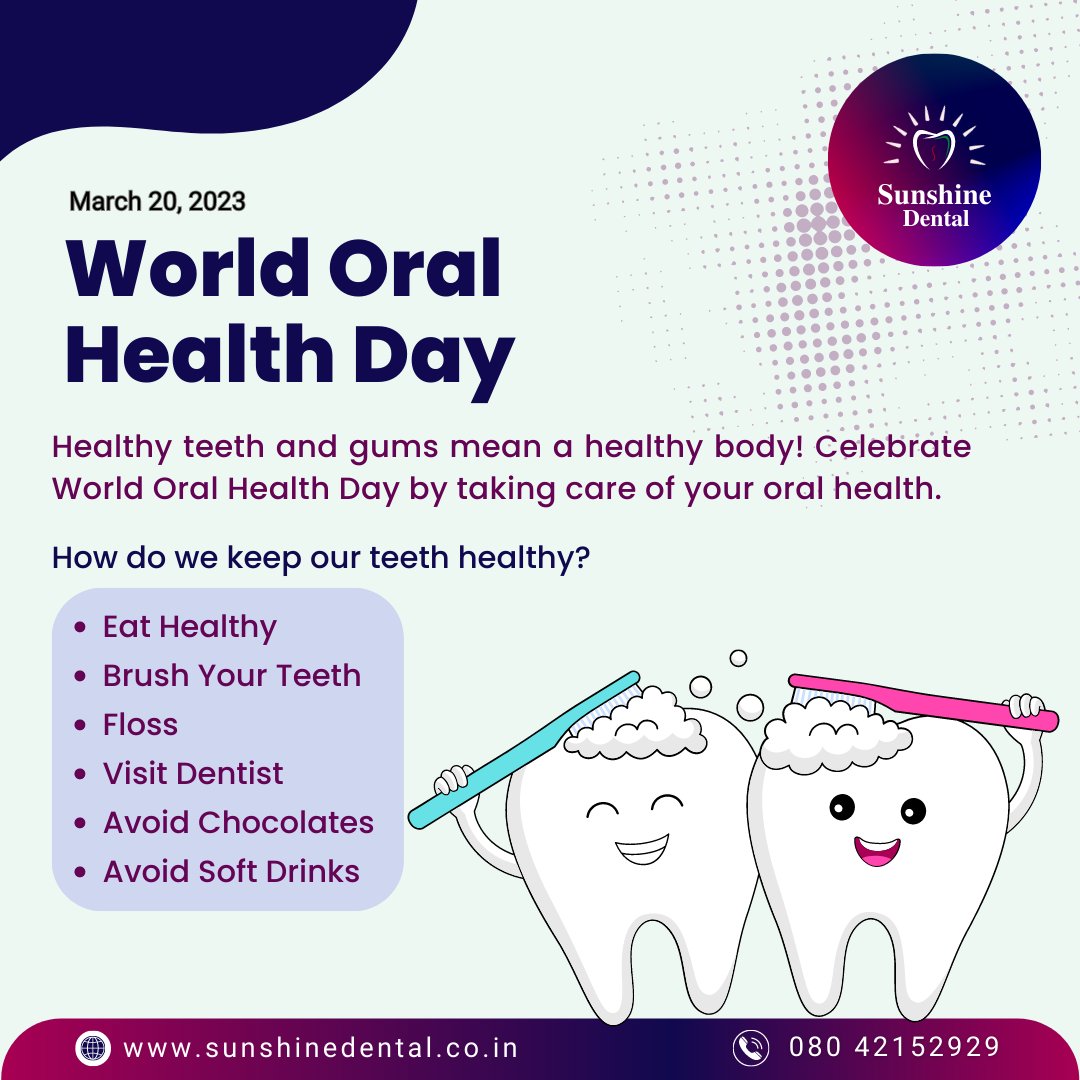 sunshinedental2's tweet image. #worldoralhealthday

Celebrate World Oral Health Day by taking care of your oral health.

#oralhealthday #dentalproblem #dentalhealth #OralHealth #OralHygiene #dentist #dentalclinic  #dentalcare #dentalhygiene #teeth #drsaikeerthisundar #sunshinedental #whitefield #bangalore