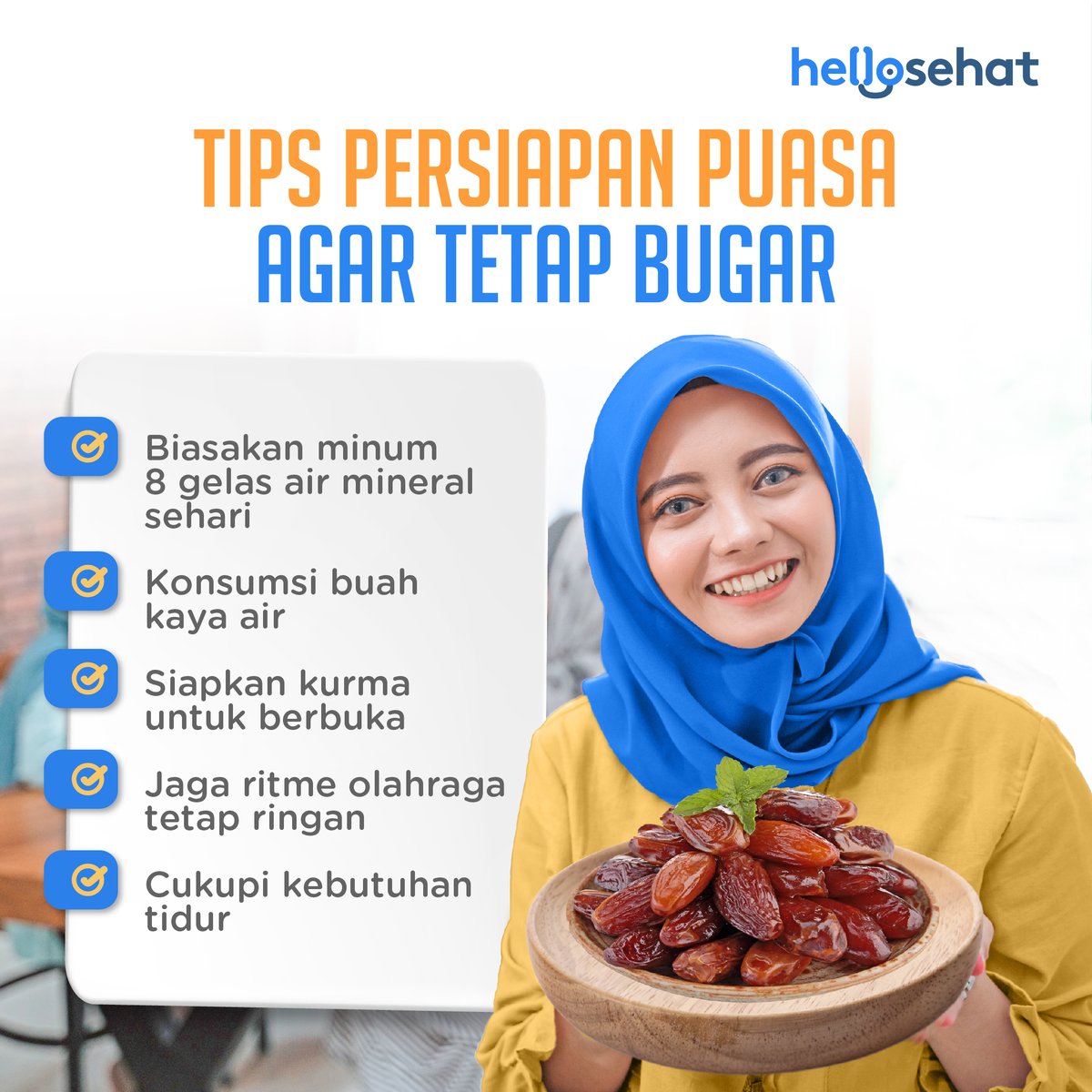 HelloSehat's tweet photo. Puasa sebentar lagi. Agar tubuh tidak kaget, lakukan beberapa persiapan berikut agar tubuh tetap bugar saat berpuasa.

#HelloSehat
#PersiapanPuasa https://t.co/MwamdPaQNb