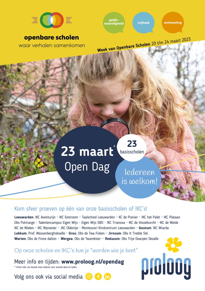 Het is de Week van Openbare Scholen. Tijdens deze week houden de meeste scholen op 23 maart Open Dag. Maar je bent ook welkom op een andere dag. Maak gerust een afspraak om kennis te maken! 
Heb je ons zaterdag ook gespot in de krant?🧐 #openbaaronderwijs #waarverhalensamenkomen