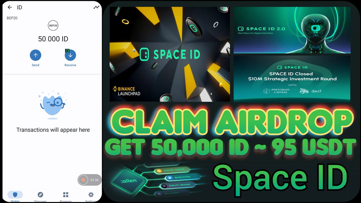 sawabux's tweet photo. 🌟 Good Airdrop Claim 50,000 Space ID Token ~ 95 USDT👇video
https://t.co/hqvKuB974D

1️⃣ Copy link in Trust Wallet - DApp
2️⃣ Select Smartchain Network
🏁 Claim Airdrop👇
https://t.co/8wsMbZVa6Z

Contract:
0xdA4576641828107DbEcCbac30aDA015119703046

#Airdrop https://t.co/kG5JXXuiPc