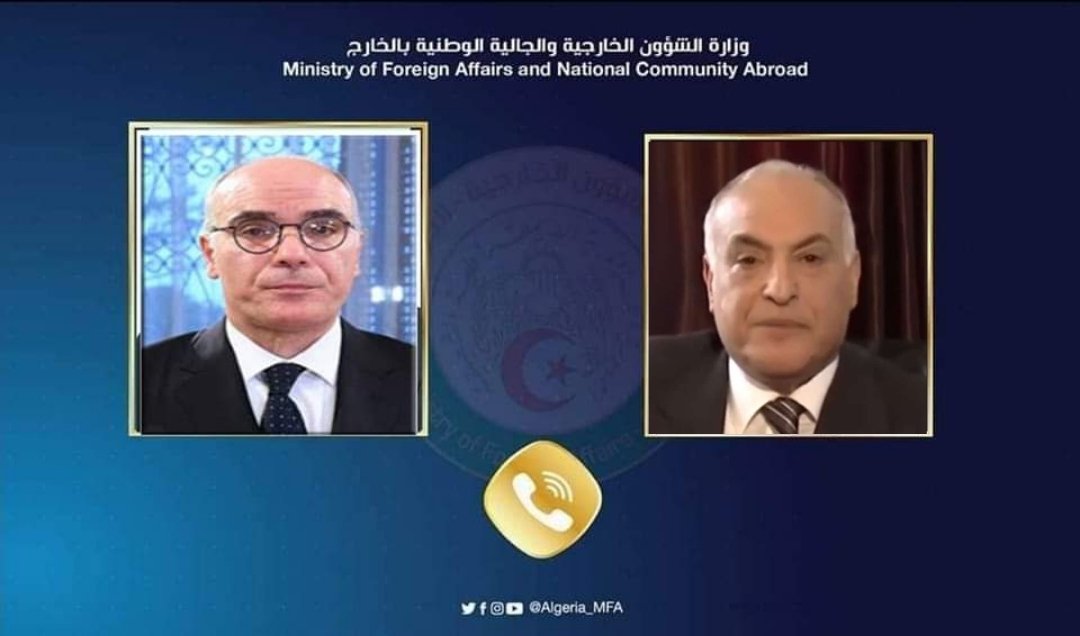 وزارة الشؤون الخارجية| MFA-Algeria (@algeria_mfa) on Twitter photo تلقّى وزير الشؤون الخارجية والجالية الوطنية بالخارج، السيد <a href="/AhmedAttaf_Dz/">أحمد عطاف Ahmed Attaf</a> مكالمة هاتفية من أخيه وزير الشؤون الخارجية والهجرة والتونسيين بالخارج، السيد نبيل عمار، الذي هنأه على نيله ثقة السيد رئيس الجمهورية وتعيينه على رأس الدبلوماسية الجزائرية. تلقّى وزير الشؤون الخارجية والجالية الوطنية بالخارج، السيد <a href="/AhmedAttaf_Dz/">أحمد عطاف Ahmed Attaf</a> مكالمة هاتفية من أخيه وزير الشؤون الخارجية والهجرة والتونسيين بالخارج، السيد نبيل عمار، الذي هنأه على نيله ثقة السيد رئيس الجمهورية وتعيينه على رأس الدبلوماسية الجزائرية.