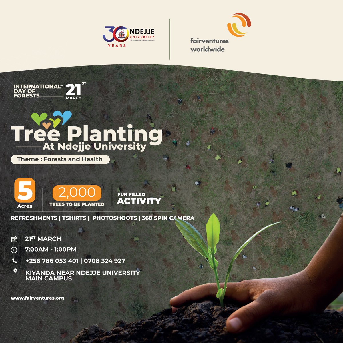 FairventuresUg's tweet photo. Tomorrow is the day! Join us as we celebrate #internationaldayofforests by getting our hands dirty and planting more #trees. Let's make a difference together! 🌲🤝 #forestsandhealth #ForestDay #GreenRecovery https://t.co/lTPsbDvg4i