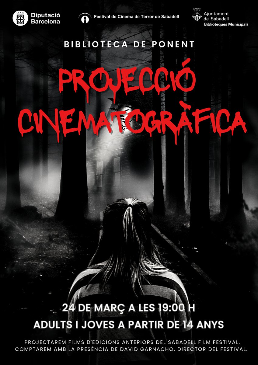 🔴 SABADELL FILM FESTIVAL. Projecció de curtmetratges.

📌Biblioteca de Ponent
🗓️ 24 de març
🕢 19h

Projectarem films d'edicions anteriors del festival! 👻😱🧌 #sabadellcultura #sabadellfilmfestival